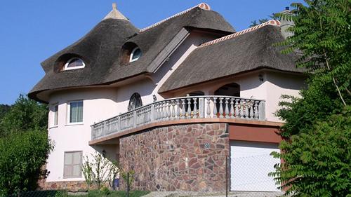 Panoramic view, Balaton property.  This exclusive thatched villa is one of the properties on the northern shoreline of lake Balaton. It has a unique, beautiful view to the lake Balaton.