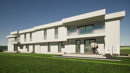 Hévízen négylakásos, lapos tetős lakóépületben újonnan épülő, igényes, földszinti/emeleti lakás eladó. Az emeleti lakáshoz saját bejáratú lépcső tartozik. A telek összterülete 889 m2, a társasházhoz kapcsolódóan összesen 6 parkolóhely kerül kialakításra.